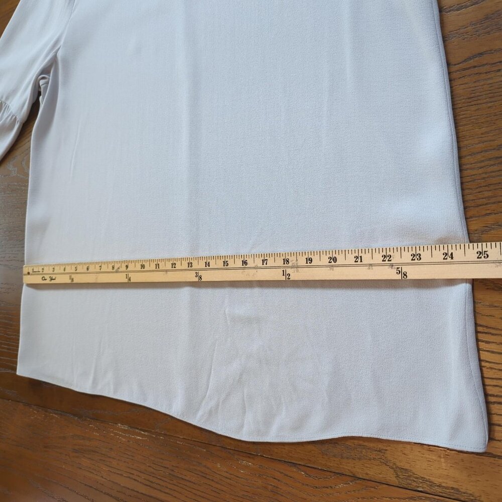 Eileen Fisher Blouse Womens Large Gray Silk Bell Sleeve Round Neck Tunic Top - Picture 11 of 16